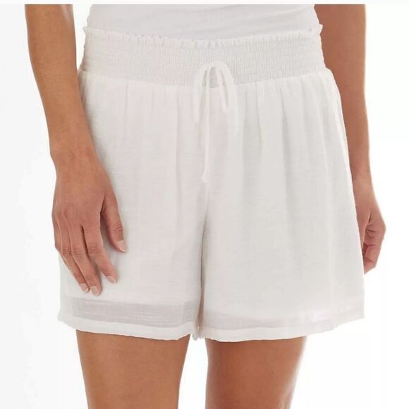Apt 9 Women's XL White Gauze Smocked Waist Pull On Shorts Flowy Boho NWT - Picture 1 of 8
